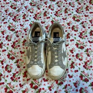 Golden Goose Hi Star Grey and White Sneakers